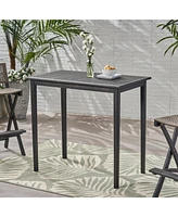 Outdoor Minimalist Acacia Wood Rectangle Bar Table - Dark Gray