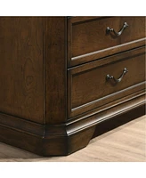 Maderne Traditional Wood 3-Drawer Nightstand, Antique Walnut/Brown