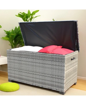 Wicker Patio Furniture Storage Box (Grey )