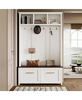 4-in-1 Hall Tree: Hooks, Storage Bench, 76.6"H
