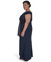 Eliza J Plus Mixed-Media Scuba Crepe Sleeveless Gown