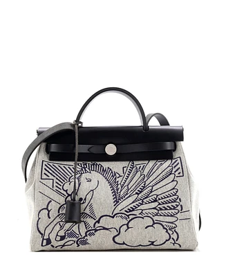 Pre-Owned Hermes 31 Herbag Zip Pegase Pop Toile and Leather