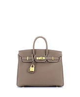 Pre-Owned Hermes Birkin 25 Handbag Grey Togo with Gold Hardware