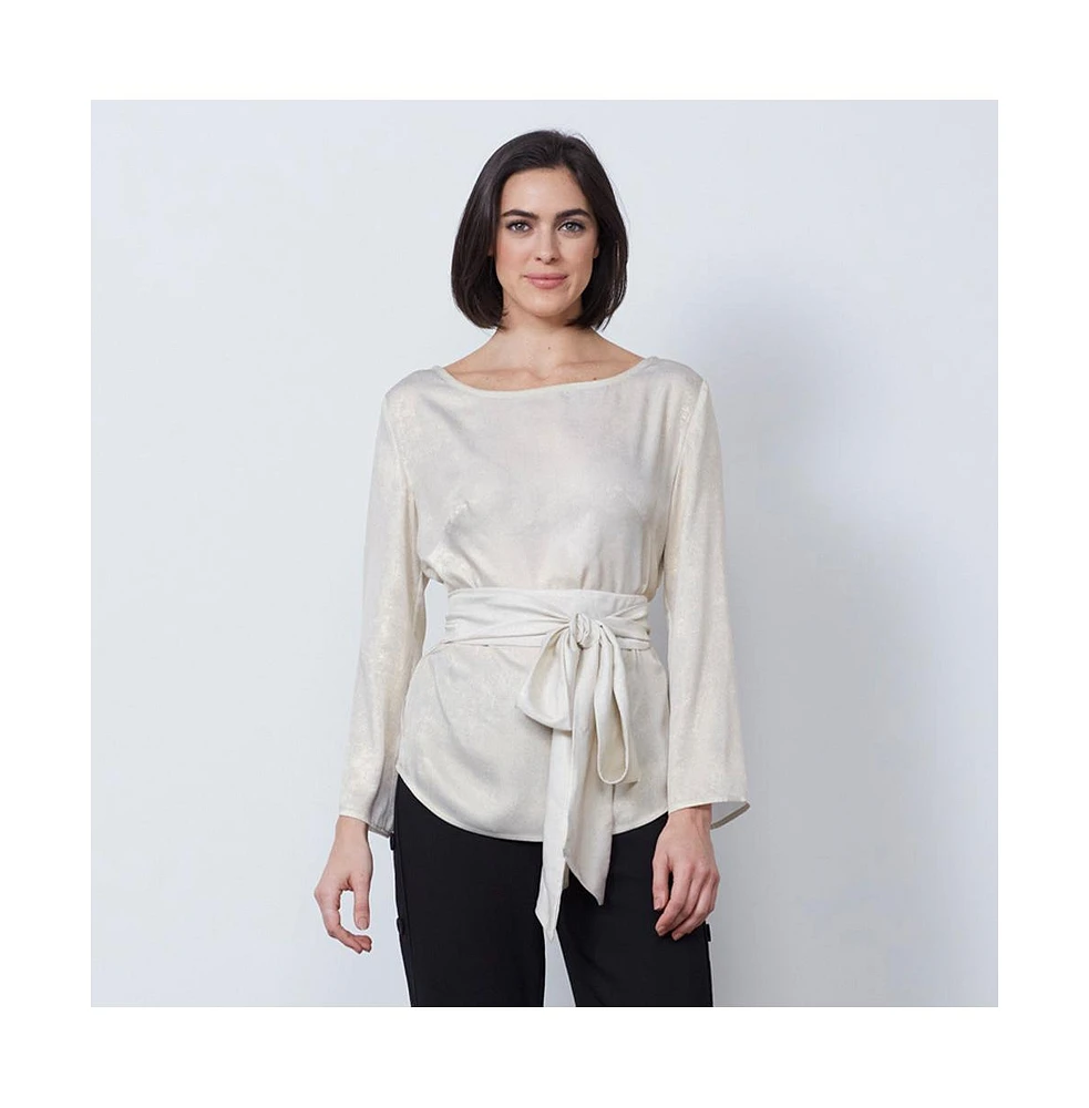Etcetera Women's Metallic Blouse With Belt Sensibility