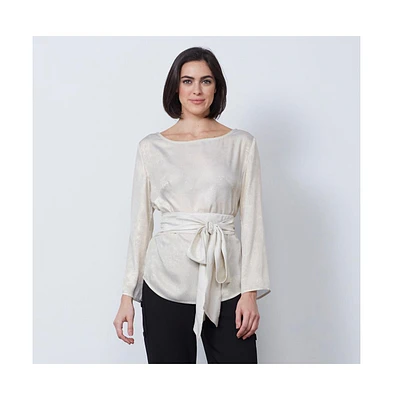 Etcetera Women's Metallic Blouse With Belt Sensibility