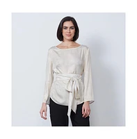Etcetera Women's Metallic Blouse With Belt Sensibility