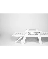 Outdoor Chaise Lounge Chair with Wheels & Cup Holder