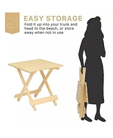Folding Square Patio Table - Solid Wood
