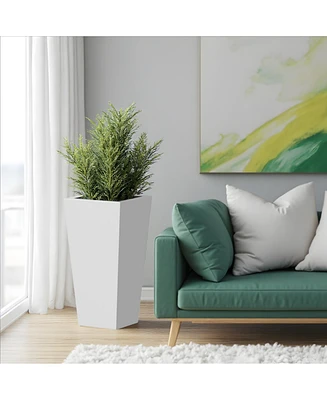 30" Metal Tapered Planter - White, Indoor/Outdoor