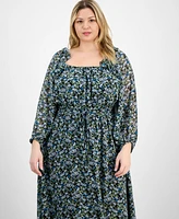On 34th Trendy Plus Size Floral-Print Smocked-Waist Dress, Exclusively at Macy's