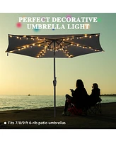 Solar String Light Fit 6-Rib 7/8/9 Ft Outdoor Patio Umbrella 96 Led Warm White