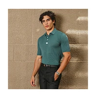 Campus Sutra Men's Emerald Green Warp-Tactile Polo T-Shirt