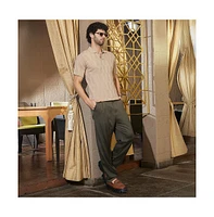 Campus Sutra Men's Camel Beige Webbing-Tactile Polo T-Shirt