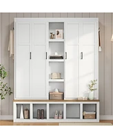 Farmhouse Hall Tree with Bench & Storage