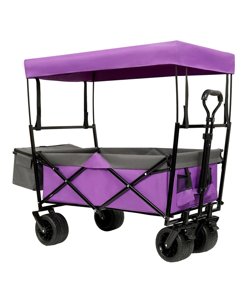 Collapsible Wagon with Canopy & All-Terrain Wheels (Purple)