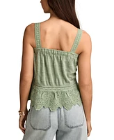 Lucky Brand Women's Embroidered Cotton Sleeveless Top