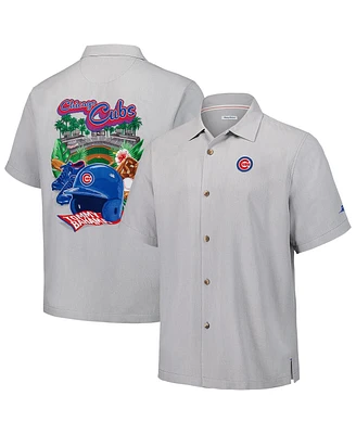 Tommy Bahama Men's Gray Chicago Cubs Hit and Run Silk Camp Button-Up Shirt