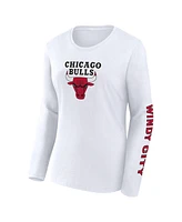Fanatics Women's White Chicago Bulls Long Sleeve T-Shirt