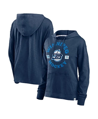 Fanatics Women's Heather Navy Winnipeg Jets Faded Pullover Hoodie