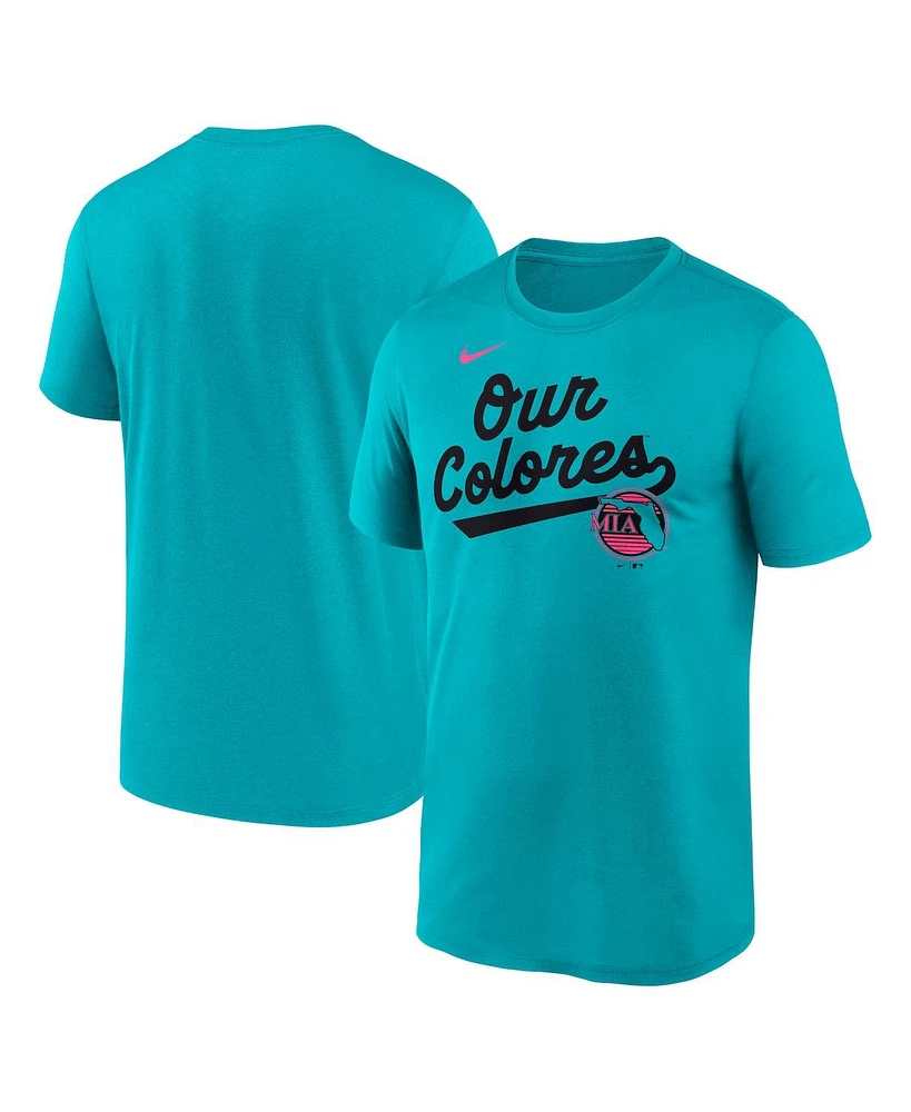 Nike Men's Teal Miami Marlins 2025 City Connect Team Phrase Script Legend Performance T-Shirt