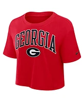 Nike Women's Red Georgia Bulldogs Power Pursuit Athletic Prep Arch Performance Cropped T-Shirt