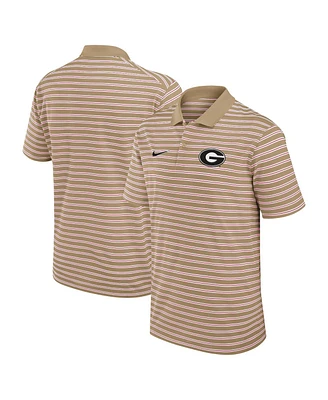 Nike Men's Tan Georgia Bulldogs Athletic Prep Striped Performance Polo Shirt