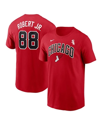 Nike Men's Luis Robert Jr. Red Chicago White Sox 2025 City Connect Fuse Name Number T-Shirt