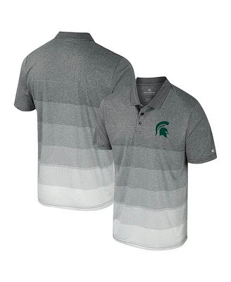 Colosseum Men's Gray Michigan State Spartans Striped Mesh Polo Shirt