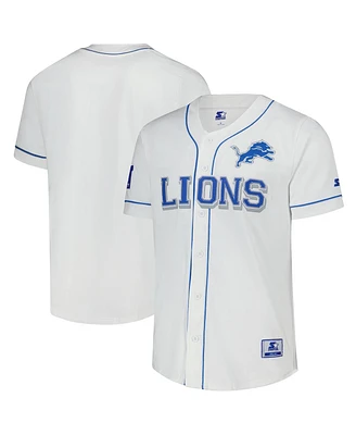 Starter Men's White Detroit Lions Relay Full-Button Baseball Jersey