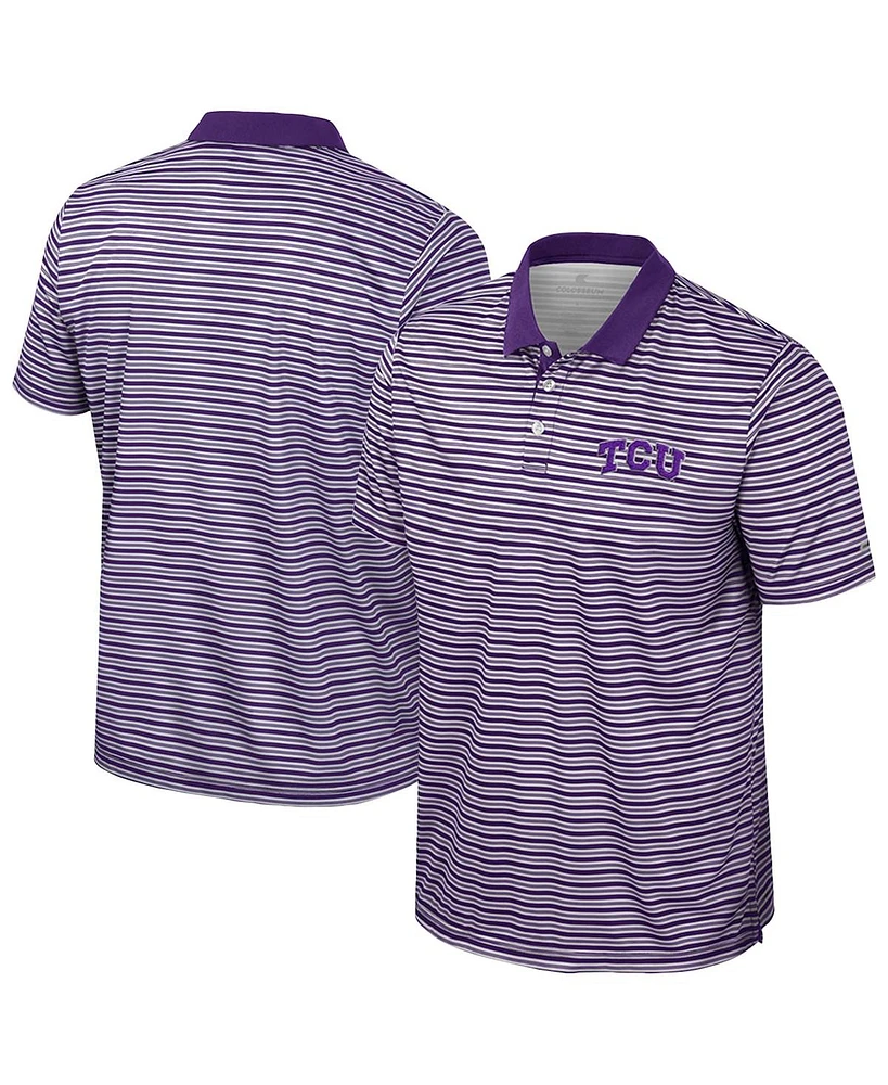 Colosseum Men's Purple Tcu Horned Frogs Striped Polo Shirt