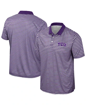 Colosseum Men's Purple Tcu Horned Frogs Striped Polo Shirt