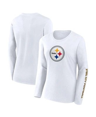 Fanatics Women's White Pittsburgh Steelers Long Sleeve T-Shirt