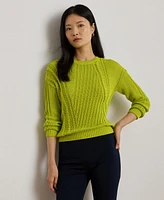 Lauren Ralph Women's Pointelle-Knit Cotton Crewneck Sweater