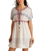 Lucky Brand Women's Embroidered Cotton Cinched-Waist Mini Dress