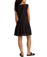Lucky Brand Women's Cotton Cutwork Tiered Minidress