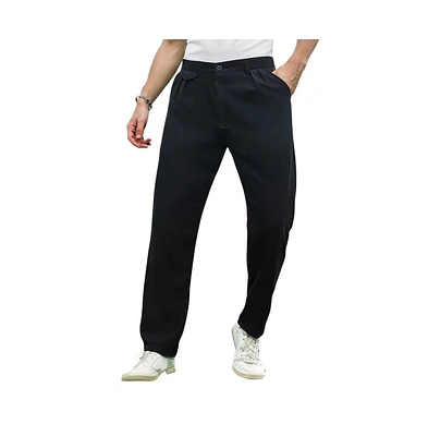 Campus Sutra Men's Onyx Black Velvique Tailored Trousers