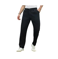 Campus Sutra Men's Onyx Black Velvique Tailored Trousers