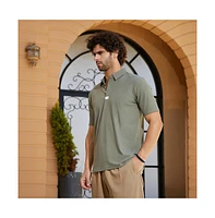 Campus Sutra Men's Olive Green Seamless Cuboid Polo T-Shirt