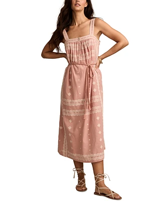 Lucky Brand Women's Printed Cotton Sleeveless Midi Dress