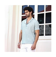 Campus Sutra Men's Mint Green Wicker-Tactile Polo T-Shirt