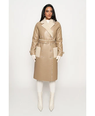 Jluxlabel Women's Sherpa And Faux Leather Coat