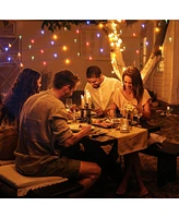 Yescom Patio Umbrella Solar String Light with Remote Control Timer Fit 6-Rib 7/8/9 Ft Outdoor 96 Rgb Led 8 Mode Camping Tents