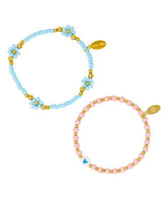 Zomi Gems Girls Tiny Daisies Stretchy Bead Bracelet Set, Yellow