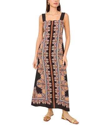 Vince Camuto Women's Printed Contrast-Strap Maxi Dress