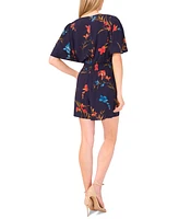CeCe Women's V-Neck Smocked-Waist Flutter-Sleeve Romper