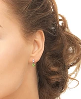 Peridot (1 ct. t.w.) & Tapered Cubic Zirconia Drop Earrings in Sterling Silver