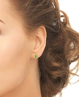 Peridot (1 ct. t.w.) & Lab Grown White Sapphire (1/8 ct. t.w.) Oval Stud Earrings in 14K Gold over Sterling Silver