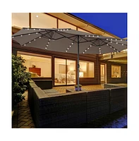 15 Feet Double-Sided Patio Umbrella with 48 Led Lights