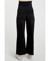 Pinkblush Maternity Black Wide Leg Raw Hem Jeans