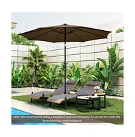 10 Feet Patio Umbrella with 112 Solar Lights and Crank Handle